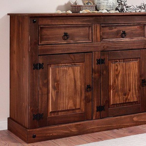 Sideboard HOME AFFAIRE Mexiko Sideboards Gr. B/H/T: 151 cm x 84 cm x 47 cm, 3, braun (dunkel gewachst) Sideboards aus massivem Kiefernholz, viele Stauraummöglichkeiten, Breite 151 cm