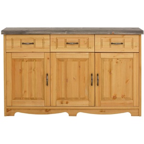 Sideboard HOME AFFAIRE Trinidad Antique Sideboards Gr. B/H/T: 148 cm x 91 cm x 37 cm, 3, beige (natur, grau) Sideboards