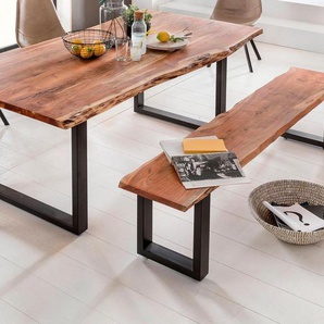 Home affaire Sitzbank Manhattan, mit Baumkantenoptik und Gestell U-Form aus schwarzem Metall