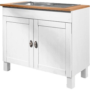 Home affaire Spülenschrank Oslo 100 cm breit, in 2 Tiefen, inklusive Einbauspüle aus Edelstahl
