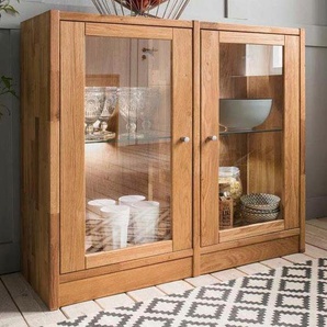 Home affaire Standvitrine Ecko aus schönem massivem Wildeichenholz, Breite 92 cm