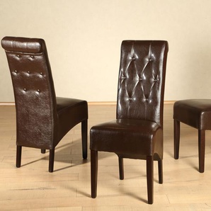 Stuhl HOME AFFAIRE Chris Stühle Gr. B/H/T: 49 cm x 106 cm x 66 cm, 2 St., Kunstleder, Beine: Dunkelbraun + Massivholz, braun (kunstleder dunkelbraun, dunkelbraun) 4-Fuß-Stuhl Esszimmerstuhl Polsterstuhl Küchenstühle Stühle im 2er, 4er oder 6er-Set