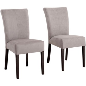 Stuhl HOME AFFAIRE Queen Stühle Gr. B/H/T: 46 cm x 93 cm x 64 cm, 2 St., Luxus-Microfaser Lederoptik, grau Holzstühle Stühle Beine aus massiver Buche, wengefarben lackiert