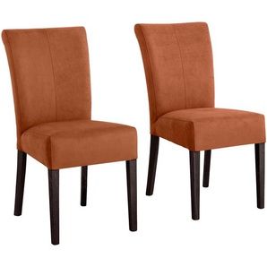 Stuhl HOME AFFAIRE Queen Stühle Gr. B/H/T: 46 cm x 93 cm x 64 cm, 2 St., Luxus-Microfaser Lederoptik, orange (terra) Holzstühle Stühle Beine aus massiver Buche, wengefarben lackiert