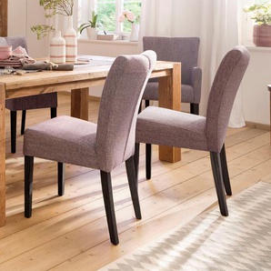 Stuhl HOME AFFAIRE Queen Stühle Gr. B/H/T: 46 cm x 93 cm x 64 cm, 4 St., Struktur, lila (beere) Holzstühle Stühle Beine aus massiver Buche, wengefarben lackiert