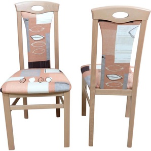 Stuhl HOME AFFAIRE Susanne Stühle Gr. B/H/T: 45 cm x 95 cm x 48 cm, 2 St., Webstoff, braun (braun, buchefarben) Holzstühle