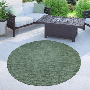 Teppich HOME AFFAIRE Venedig Teppiche Gr. Ø 200 cm, 5 mm, 1 St., grün Esszimmerteppiche Flachgewebe, Sisal-Optik, meliert, UV-beständig, Outdoor geeignet