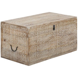 Home affaire Truhentisch Lavin, Mangoholz, mit dekorativen Schnitzereien, Handgefertigt, Breite 90 cm