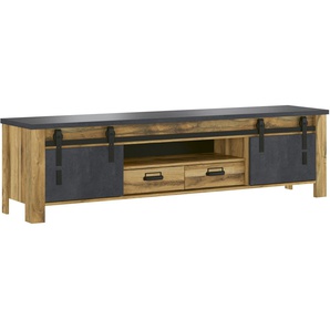 Home affaire TV-Schrank York, moderner Unterschrank, Kommode im Industrialdesign mit Apothekergriffen und Scheunentorbeschlägen, ausreichend Stauraum