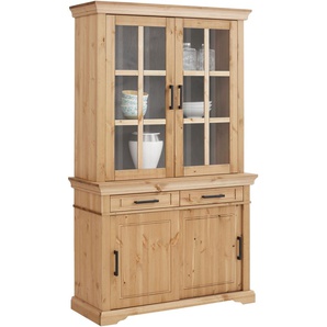 Vitrine HOME AFFAIRE Anabel Schränke Gr. B/H/T: 110 cm x 190 cm x 45 cm, 4 St., beige (natur, wenge) Vitrinen aus massiver Kiefer, Breite 110 cm.
