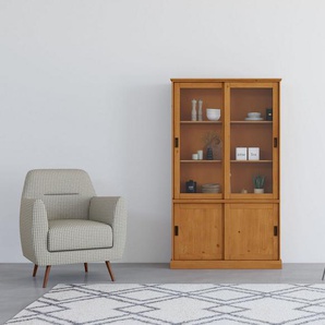 Home affaire Vitrine Schröder mit 2+2 Schiebetüren, aus massivem Kiefernholz, Breite 114 cm