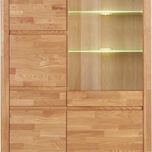Home affaire Vitrine Silkeborg teilmassiv, schöne grifflose Optik