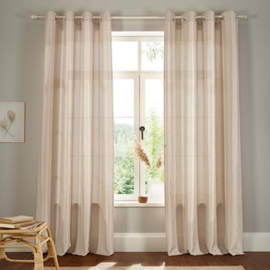 Vorhang HOME AFFAIRE Leticia Gardinen Gr. 295 cm, Ösen, 140 cm, beige (sand) Landhaus Gardinen halbtransparent, Seiden Optik, leicht, monochrom