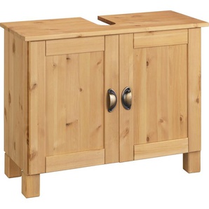 Waschbeckenunterschrank HOME AFFAIRE Oslo Schränke Gr. B/H/T: 70 cm x 55 cm x 30 cm, 2 St., beige (natur gebeizt, gewachst) Bad-Waschbecken-Unterschränke in massiver Kiefer, mit 2 Türen, Breite 70 cm, Höhe 55 cm