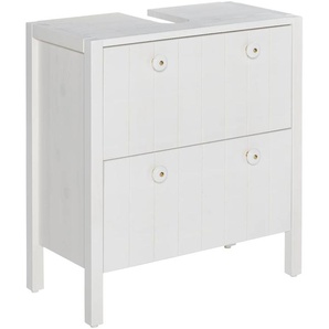Waschbeckenunterschrank HOME AFFAIRE Tina Schränke Gr. B/H/T: 57 cm x 61 cm x 28 cm, weiß Bad-Waschbecken-Unterschränke Badmöbel, Schrank, Breite 60 cm, Massivholz