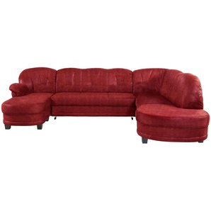 Wohnlandschaft HOME AFFAIRE Camelita Sofas Gr. B/H/T: 289 cm x 86 cm x 81 cm, Microfaser PRIMABELLE, Recamiere links, mit Bettfunktion, rot (bordeaux) Wohnlandschaften wahlweise mit Bettfunktion