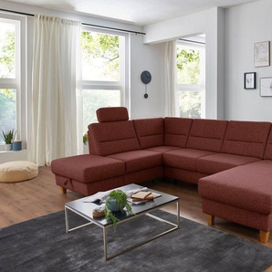 Home affaire Wohnlandschaft Palmera U-Form, Federkern, wahlweise mit Bettfunktion und mit/ohne Stauraum