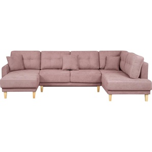 Home affaire Wohnlandschaft TRIPLO U-Form wahlweise mit Schlaffunktion, B/T/H: 310/192/90 cm, Schlafsofa, auch mit Bettkasten, Steppung im Rückenkissen