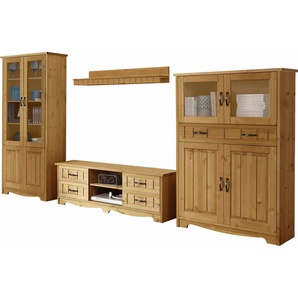 Home affaire Wohnwand Trinidad, (Set, 4-St), Set aus 1 Vitrine, 1 Lowboard, 1 Highboard, 1 Wandboard