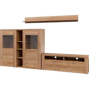 Home affaire Wohnwand Larona, Wohnwand, Set 3 teilig, (3-St), Wohnzimmer Set bestehend aus 1 TV-Board, 1 Highboard,1 Wandregal