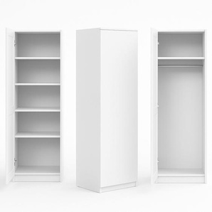 Home Collective Garderobenschrank Garderobe Mehrzweckschrank weiß 50cm Breite 180cm Höhe mit Kleiderstange und Extra-Fach, Kleiderschrank Organizer aus MDF Holz K2952