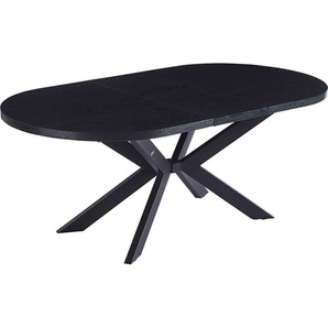 Home Deluxe – Esstisch-Set AVENTI mit 6 Stühlen NODA Creme - Farbe: Dark Oak, Maße: 160 x 76 x 100 cm, Sternfuß, Oval I Essgruppe Ausziehtisch Esszimmermöbel 58654