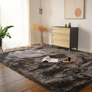 Home Deluxe - Hochflor Teppich sofi Farbe: Anthrazit, Größe: 110 x 60 cm Teppich Hochflorteppich Flor Wohnzimmer