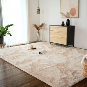 HOME DELUXE - Hochflor Teppich SOFI Farbe: Beige, Größe: 300 x 200 cm Teppich Hochflorteppich Flor Wohnzimmer