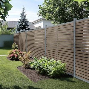Home Deluxe - wpc Sichtschutzzaun alira Teak - 1 x Element + 2 x Pfosten Sichtschutz, wpc Sichtschutzzaun, Sichtschutzzaun wpc
