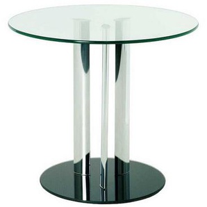 Home Design Beistelltisch Bambi Stahl/Sicherheitsglas Metallfarben/Schwarz Modern 59x54x59 cm (BxHxT)