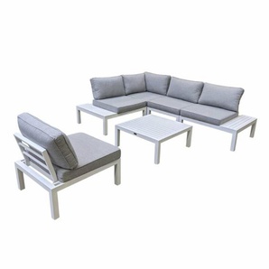 Home Islands Laos modular Loungeset 6-teilig Ablagen Aluminium - Aluminium weiß 100612-laos-6tlg