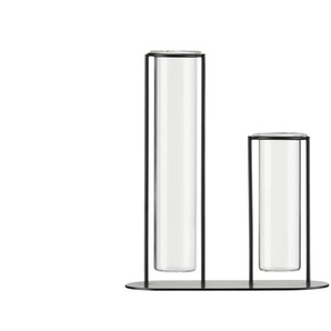 HOME STORY 2er Vase - schwarz - Eisen,Glas - 15 cm - 17,5 cm - cm 6,0 | Möbel Kraft