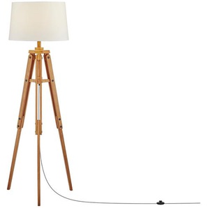 HOME STORY 3-Bein Stehleuchte, 1-flammig Holz ¦ braun ¦ Maße (cm): H: 158  Ø: 51