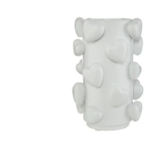 HOME STORY 3D Herz Vase - weiß - Steingut - 18 cm - 28 cm - cm 17,5 | Möbel Kraft