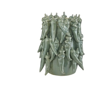 HOME STORY 3D Schoten Vase - grün - Steinzeug - 19,5 cm - 23 cm - cm 17,5 | Möbel Kraft