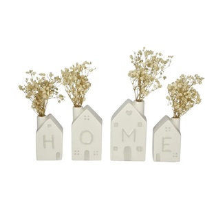 HOME STORY 4er Set Vasen Home - weiß - Dolomite,Naturprodukte - 7 cm - 12 cm - cm 3,5 | Möbel Kraft