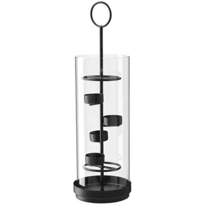 HOME STORY 4er Teelichthalter - schwarz - Eisen,Glas - 42,5 cm - 12.8 | Möbel Kraft