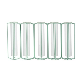 HOME STORY 5er-Vase - grün - Eisen,Glas - 33 cm - 18,5 cm - cm 7,0 | Möbel Kraft