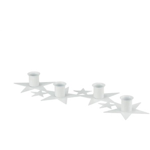 HOME STORY Adventskerzenhalter Sterne - weiß - Metall - 12 cm - 3 cm | Möbel Kraft