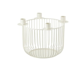 HOME STORY Adventskerzenhalter - weiß - Eisen - 17,5 cm - 25.0 | Möbel Kraft