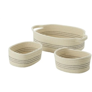 HOME STORY Aufbewahrungskörbe 3er Set - beige - Polyester,Baumwolle - 33 cm - 11 cm - cm 23,0 | Möbel Kraft