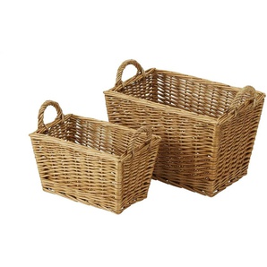 HOME STORY Aufbewahrungskorb 2er-Set - braun - Weide - 26 cm - 30 cm | Möbel Kraft