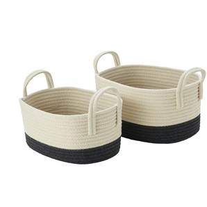 HOME STORY Aufbewahrungskorb 2er Set - creme - Polyester,Baumwolle - 34 cm - 18 cm - cm 24,0 | Möbel Kraft