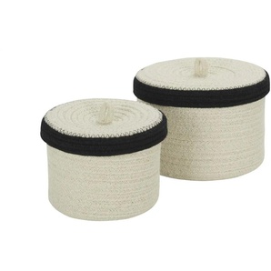 HOME STORY Aufbewahrungskorb 2er Set | creme | Stoff,Polyester | 16 cm | 22.0 |