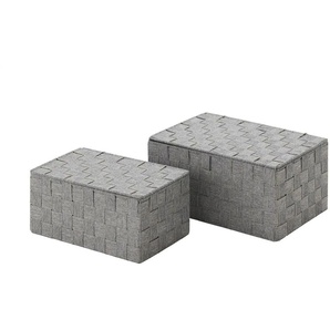 HOME STORY Aufbewahrungskorb 2er Set - grau - Polyester,Metall - 30 cm - 14 cm - cm 20,0 | Möbel Kraft