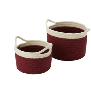 HOME STORY Aufbewahrungskorb 2er Set - rot - Polyester,Baumwolle - 16 cm - 22.0 | Möbel Kraft