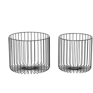 HOME STORY Aufbewahrungskorb 2er Set - schwarz - Metall - 23 cm - 28.0 | Möbel Kraft