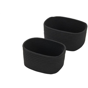 HOME STORY Aufbewahrungskorb 2er Set - schwarz - Polyester,Baumwolle - 23 cm - 18 cm - cm 13,0 | Möbel Kraft