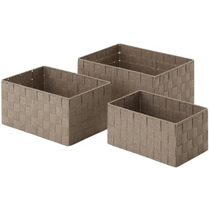 HOME STORY Aufbewahrungskorb 3er Set - braun - Polyester,Metall - 34 cm - 15 cm - cm 24,0 | Möbel Kraft
