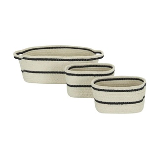 HOME STORY Aufbewahrungskorb 3er Set - creme - Naturfaser,Polyester - 23 cm - 13 cm | Möbel Kraft